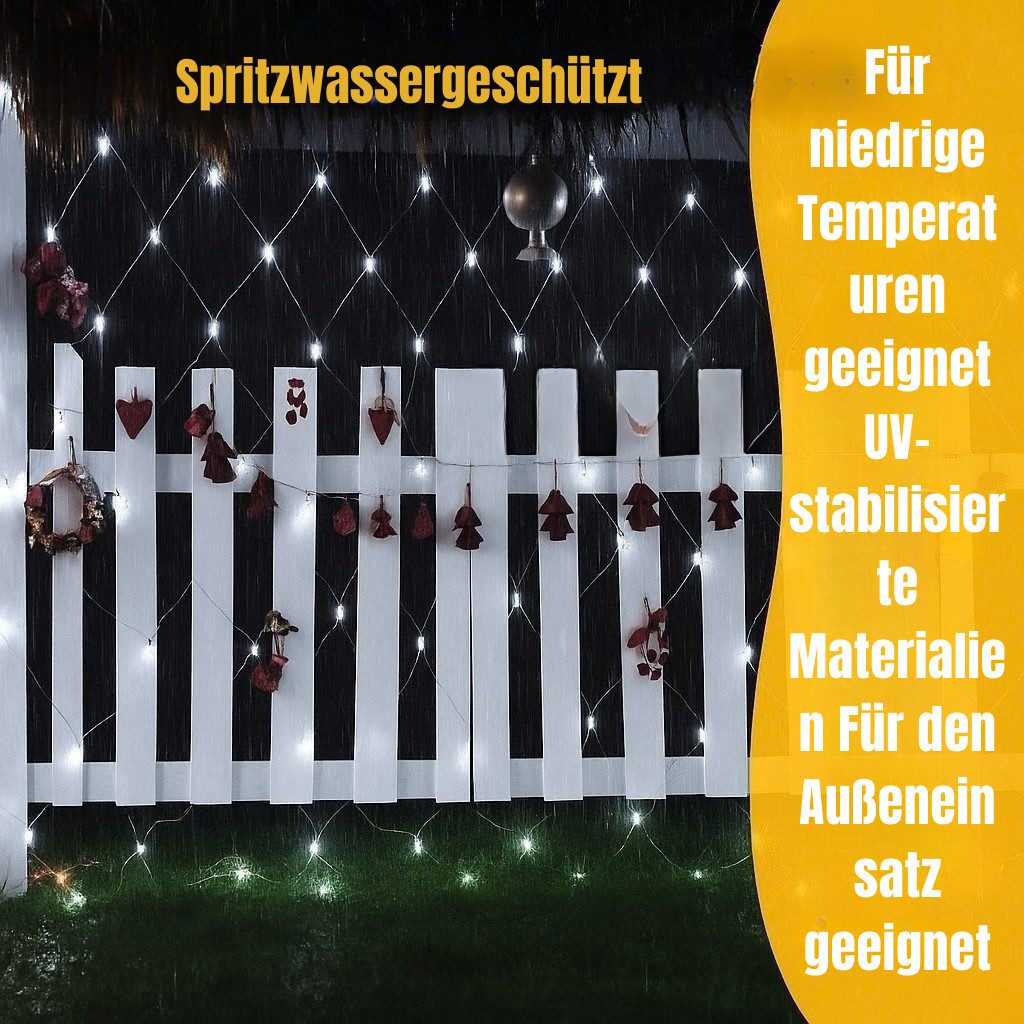 Ollny LED-Lichternetz, 200-flammig, Wasserdicht, Timer, Dimmfunktion und Energieeffizienz (NUR KALTWEISS)
