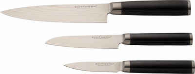 ECHTWERK Messer-Set Damaszener (Set, 3-tlg), Kochmesser,Küchenmesser, Schälmesser, Damaststahl, Pakka-Holz
