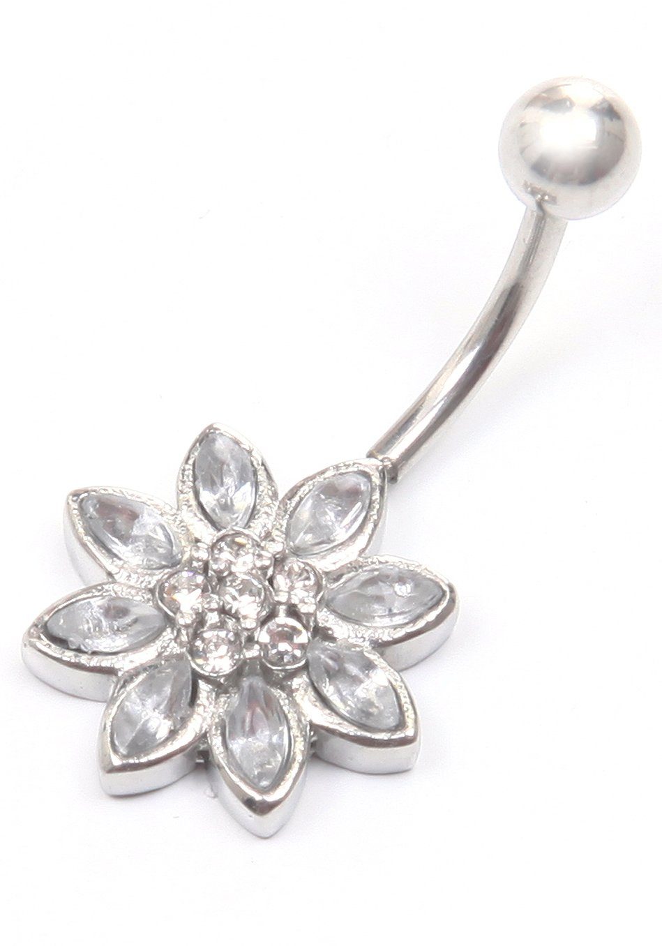 Firetti Bauchnabelpiercing Schmuck Geschenk Piercing Körperschmuck Blume, mit Glassteinen