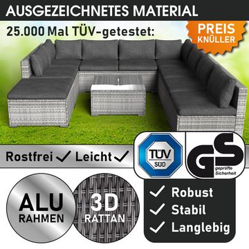 BRAST Gartenlounge-Set Paradise für 7 Personen inkl. extra Dicke Kissen, TÜV geprüft Outdoor Loungemöbel Sitzgruppe Essgruppe Garnitur