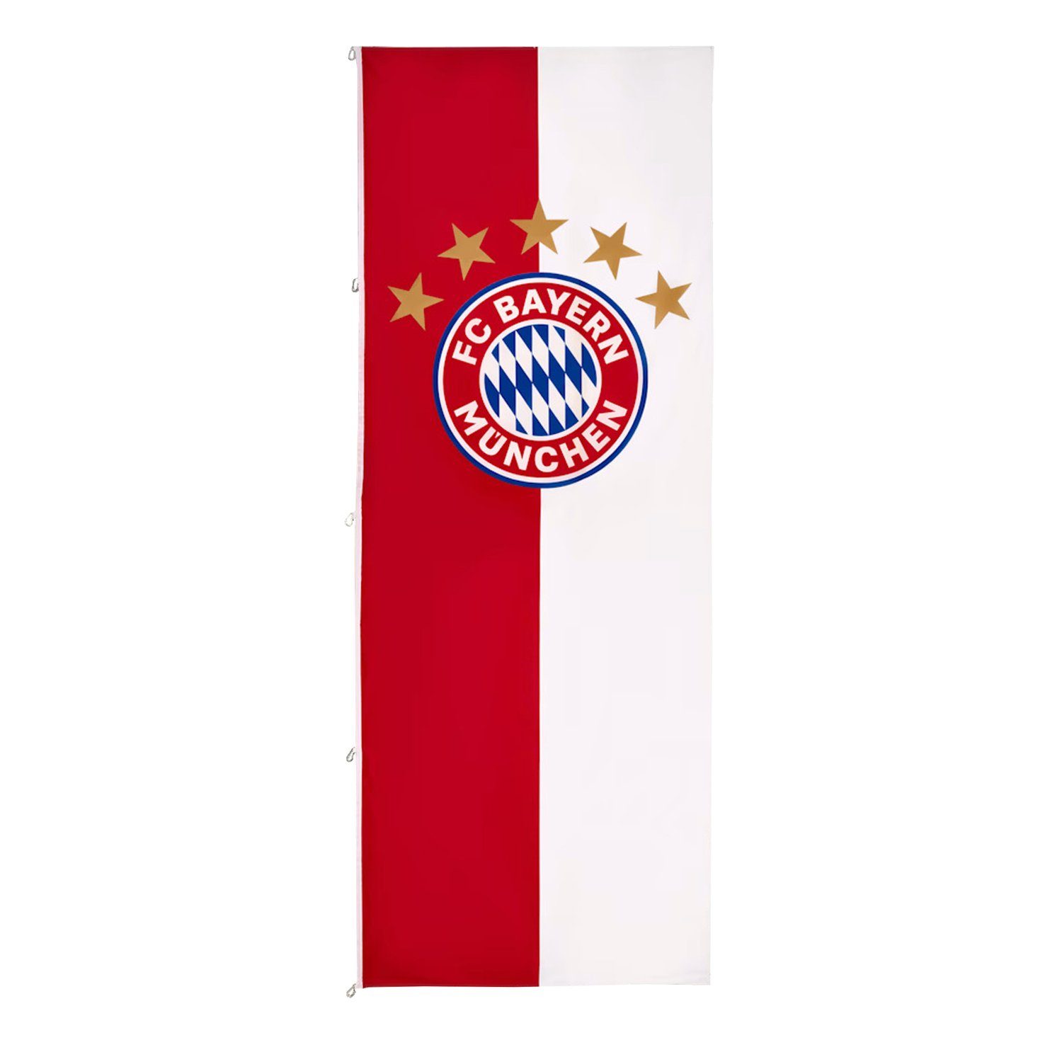 Fahne FC Bayern München Hissfahne Hochformat 5 Sterne Logo 150 x 400 cm