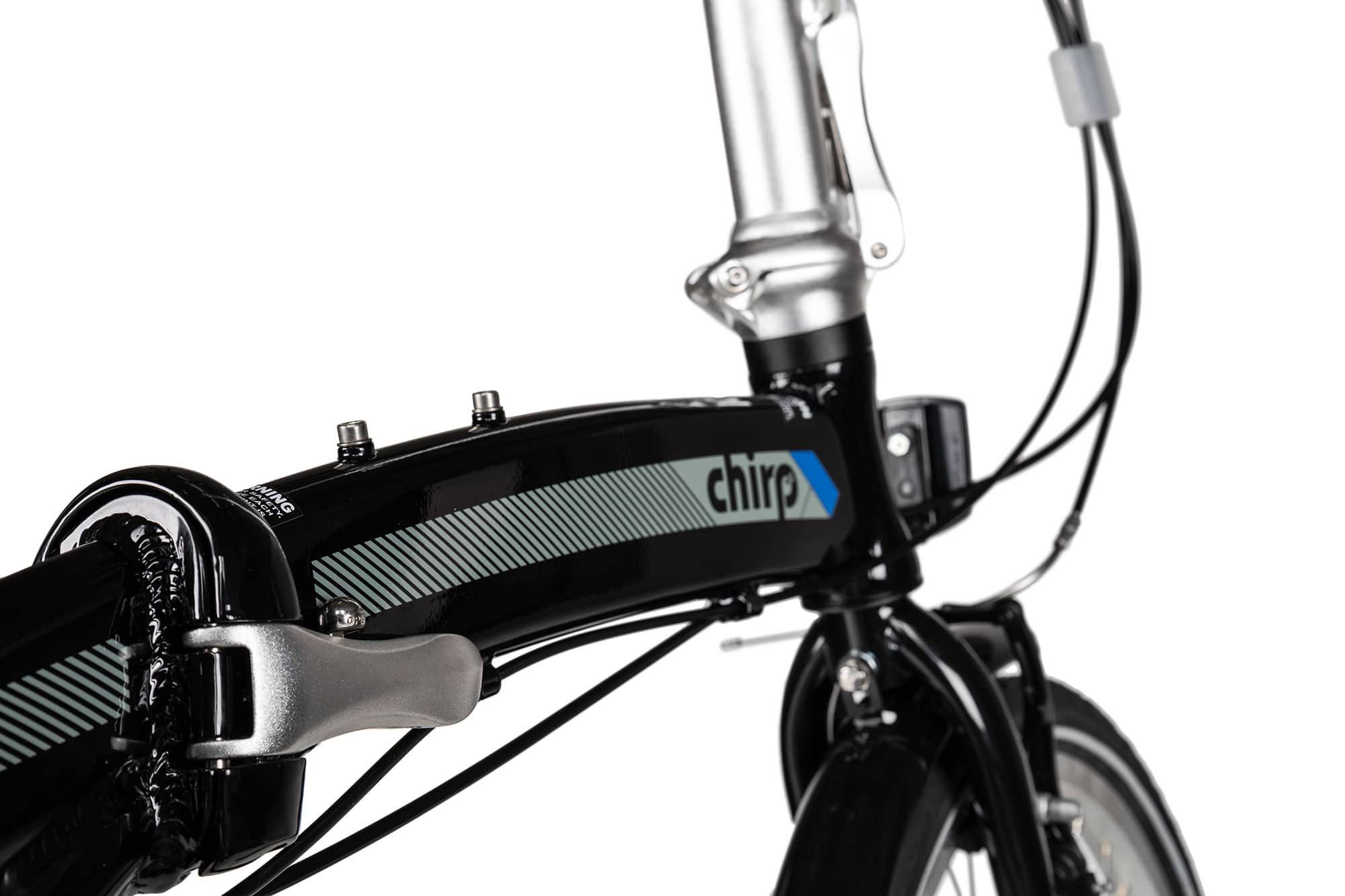 Chirp Dolphin 6 folding bike, 6-speed Shimano Tourney TY21 derailleur, space-saving folding design, black/grey