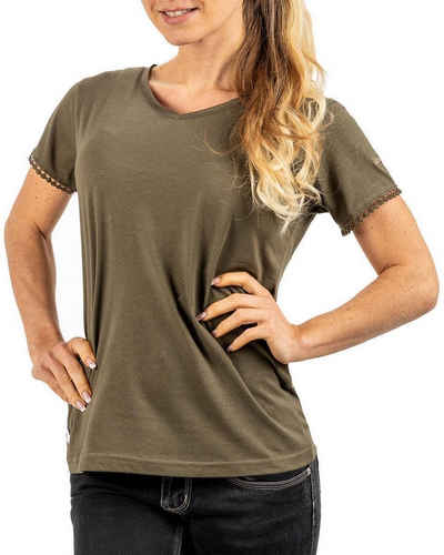 Geo Norway T-Shirt Elegantes Kurzarm Shirt bajosiane Lady (1-tlg) mit Spitze am Rücken
