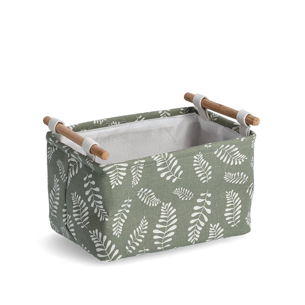 Zeller Present Aufbewahrungskorb Leaves, Baumwolle/Polyester, grün, ca. 30,5 x 21 x 18 cm