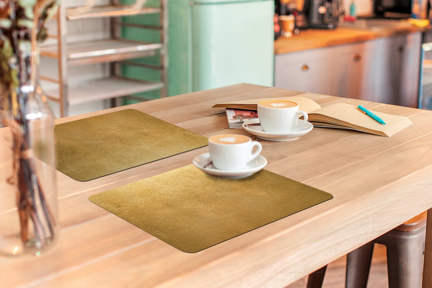 MuchoWow Platzset Gold - Luxus - Abstrakt, (6-St), Platzsets, Tischset, Abwaschbar, Tischsets, Platzdeckchen