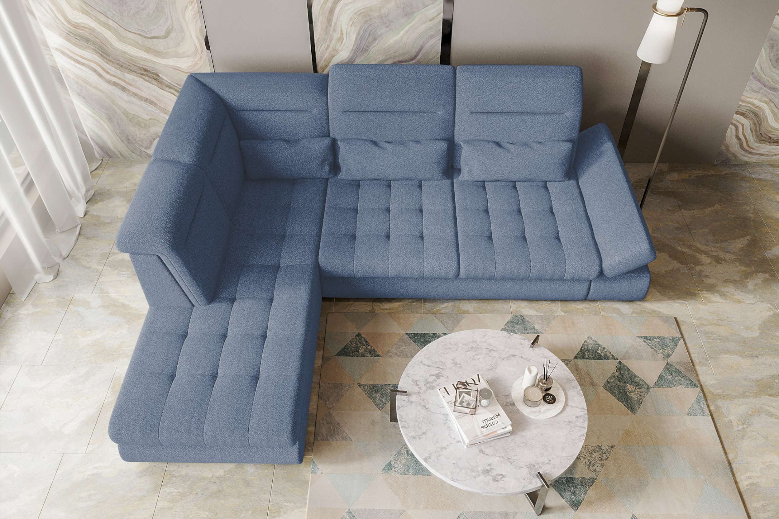 99rooms Ecksofa Toscana, Sofa L-Form, Eckcouch, Bettfunktion, Rundumbezug aus gepolstertem Strukturstoff NEVE