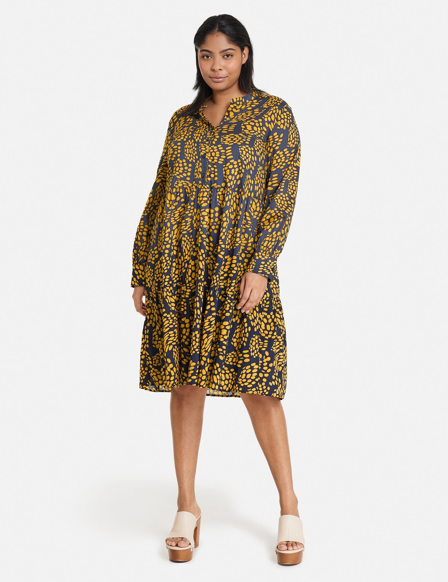 Samoon Minikleid Luftiges A-Linien-Kleid mit Print