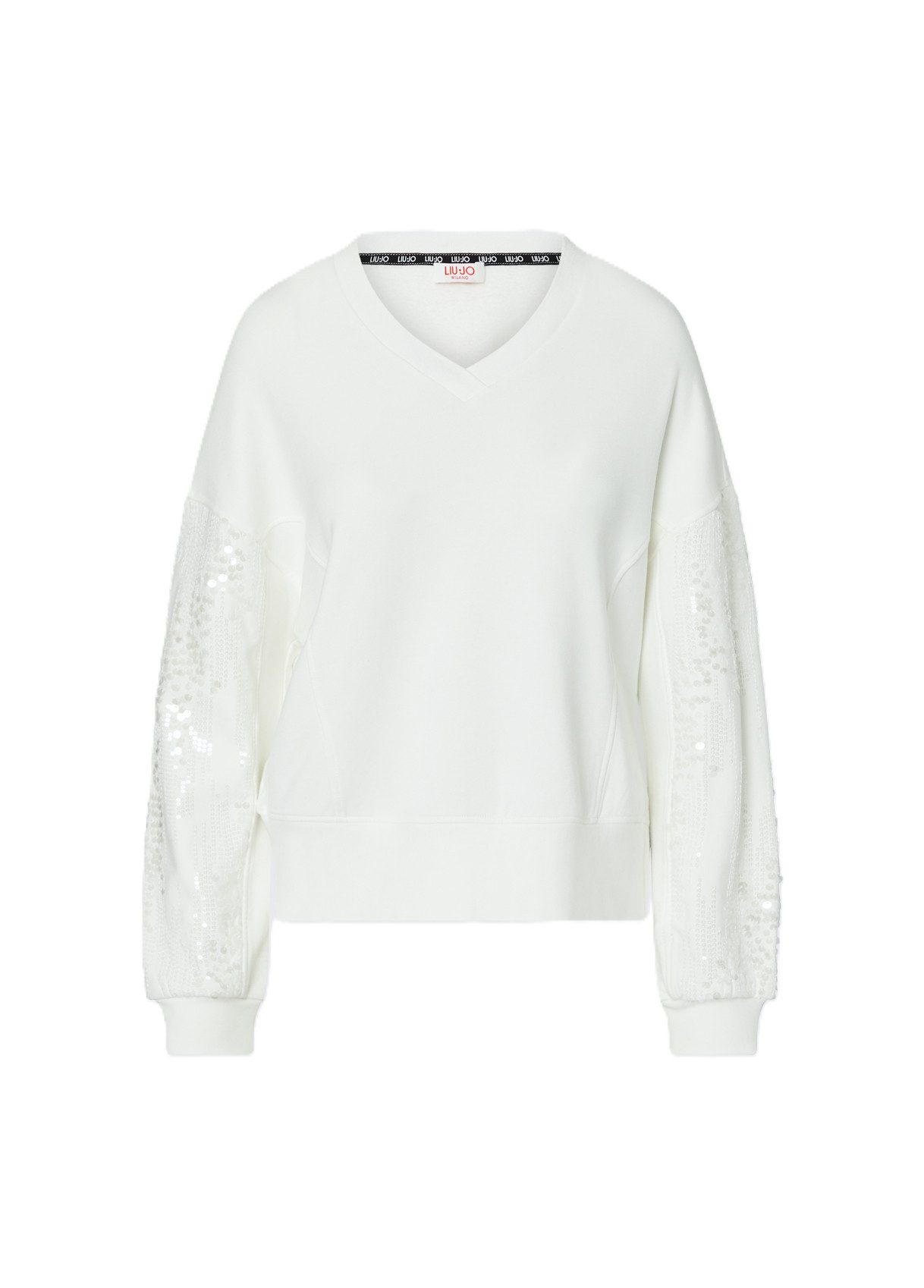Liu Jo Sweatshirt Modisches Sweatshirt mit V-Ausschnitt und Pailletten - Damensweatshirt