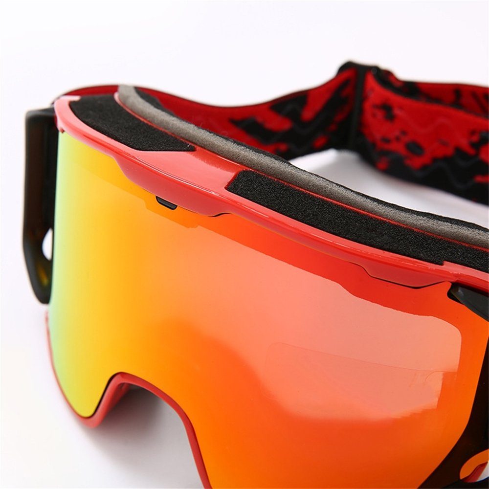 doppellagige Skibrille,sportliche Skibrille Anti-Beschlag-Skibrille Erwachsene Schwarz Rouemi