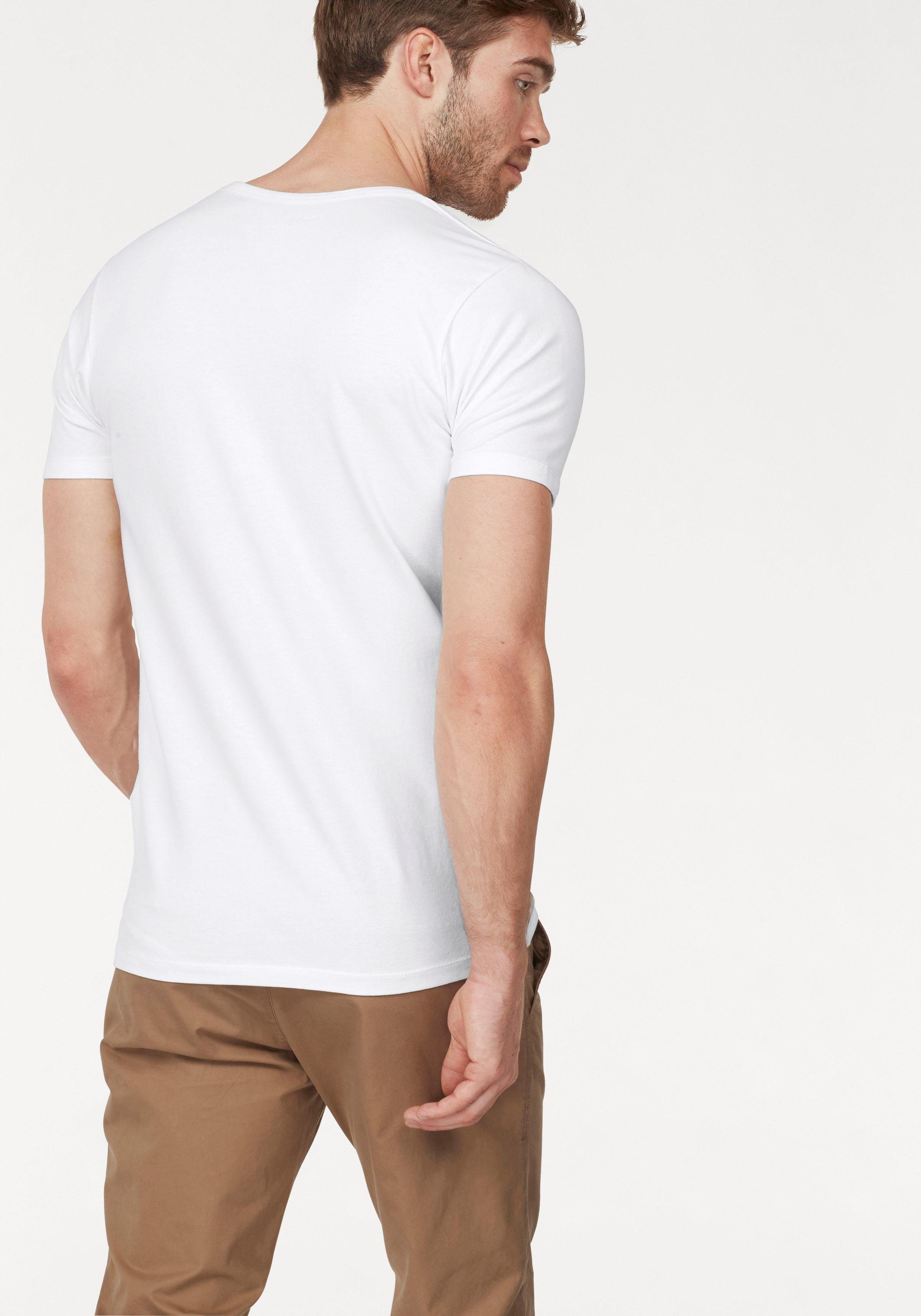 & SLIM- T-Shirt FIT white Jack V-NECK TEE V-Ausschnitt BASIC Jones mit