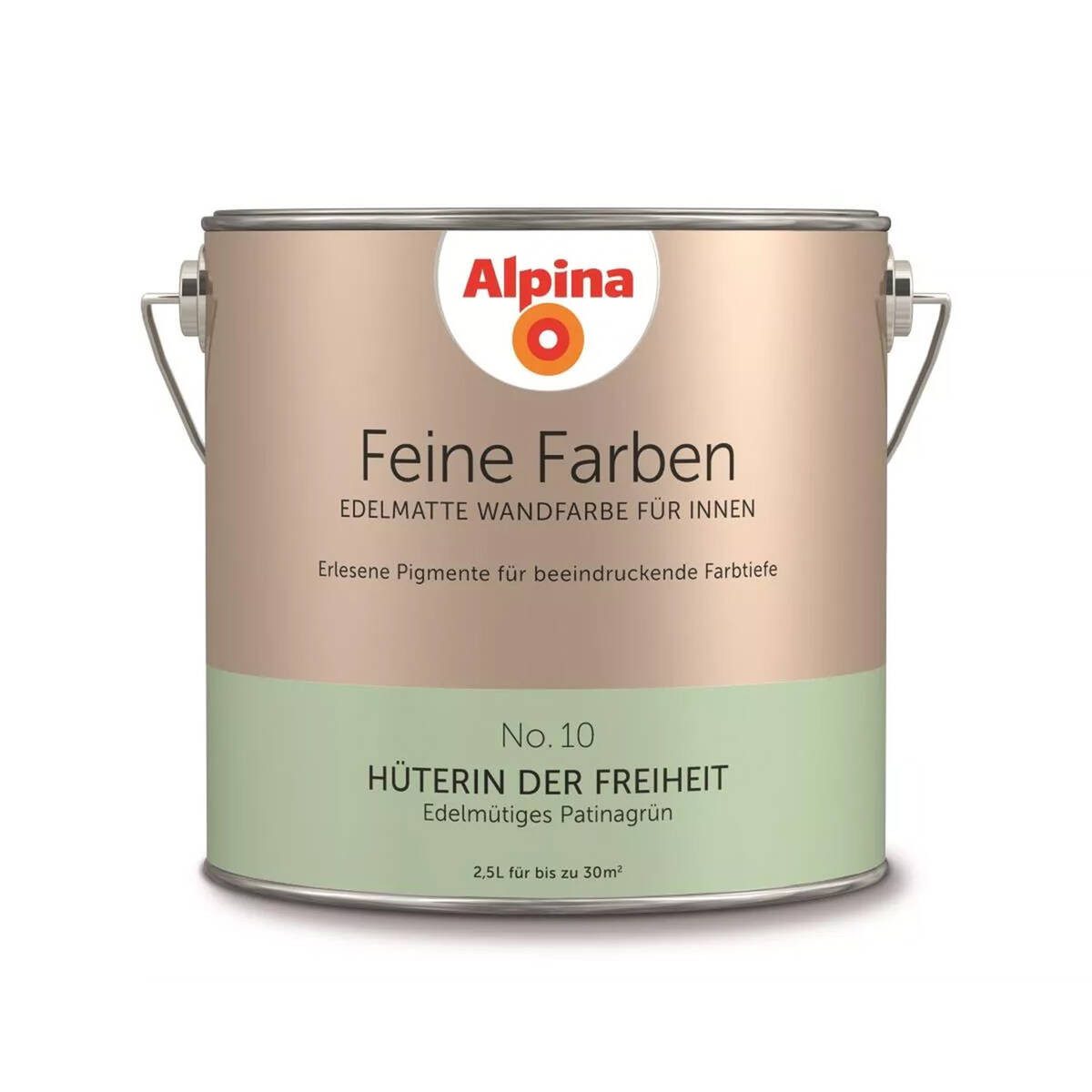 Alpina Wand- und Deckenfarbe Edelmütiges Patinagrün No. 10, Matt, wasserbasiert, ohne Grundierung, hochdeckend