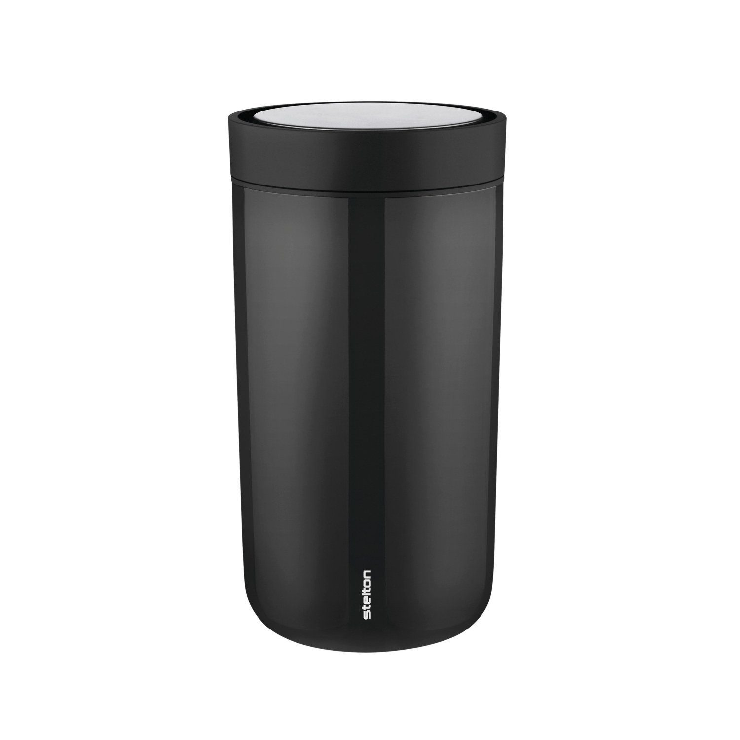 Black 200 Stelton Thermobecher Edelstahl, Click To Go ml, Schwarz Kunststoff