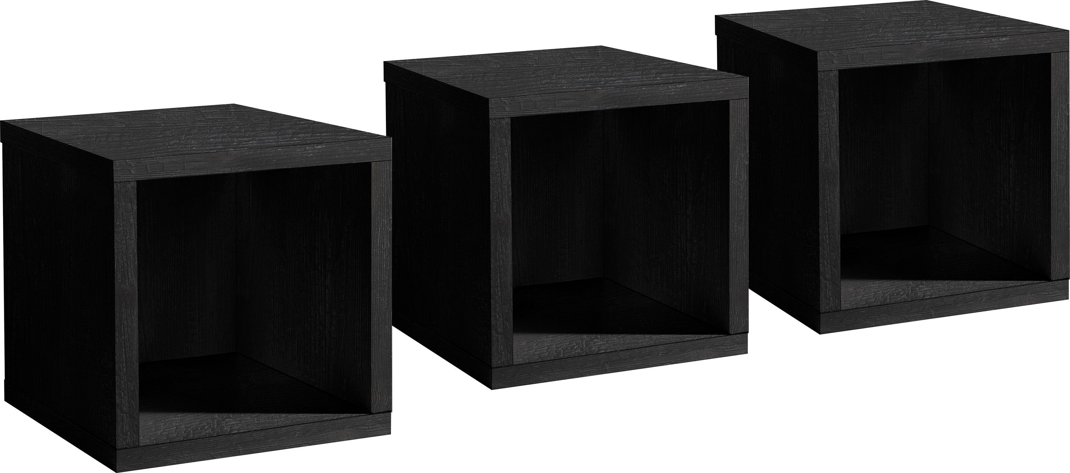 | black 3er-Set Hängeregal wood wood black Mäusbacher Bonnie, flamed flamed