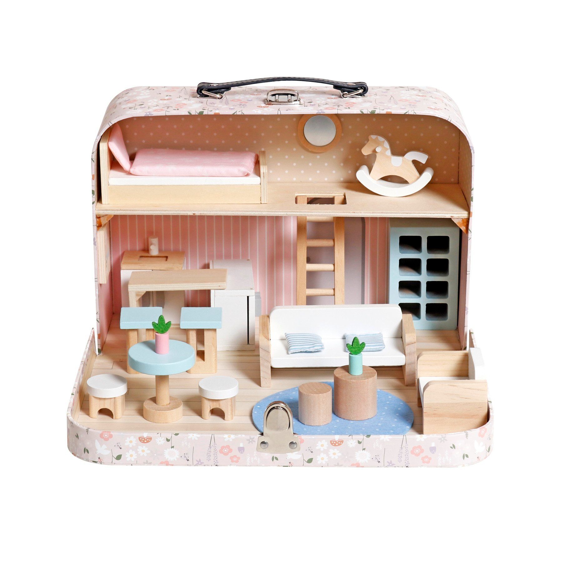 TikTakToo Puppenhaus Mobiles Puppenhaus im rosa Koffer – Perfekt für kleine günstig online kaufen