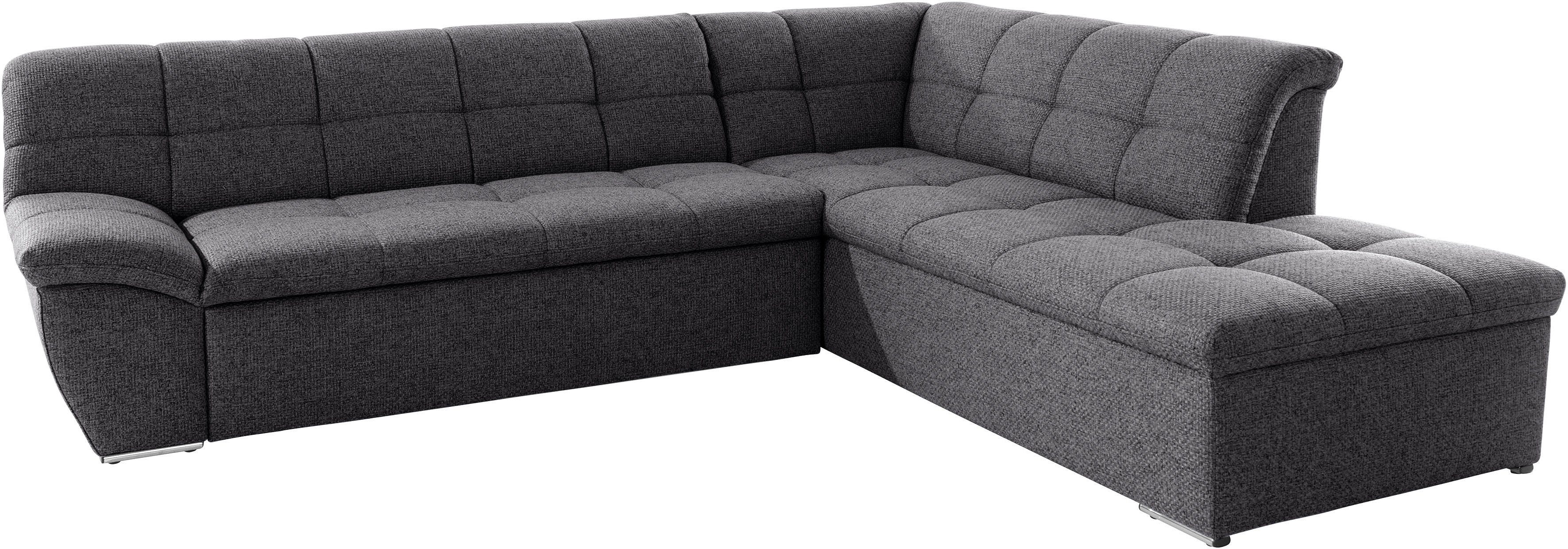 DOMO collection Ecksofa Lagoa, moderne Sitzheftung, bequem und komfortabel, L-Form, wahlweise mit Bettfunktion, frei im Raum stellbar, große Farbvielfalt