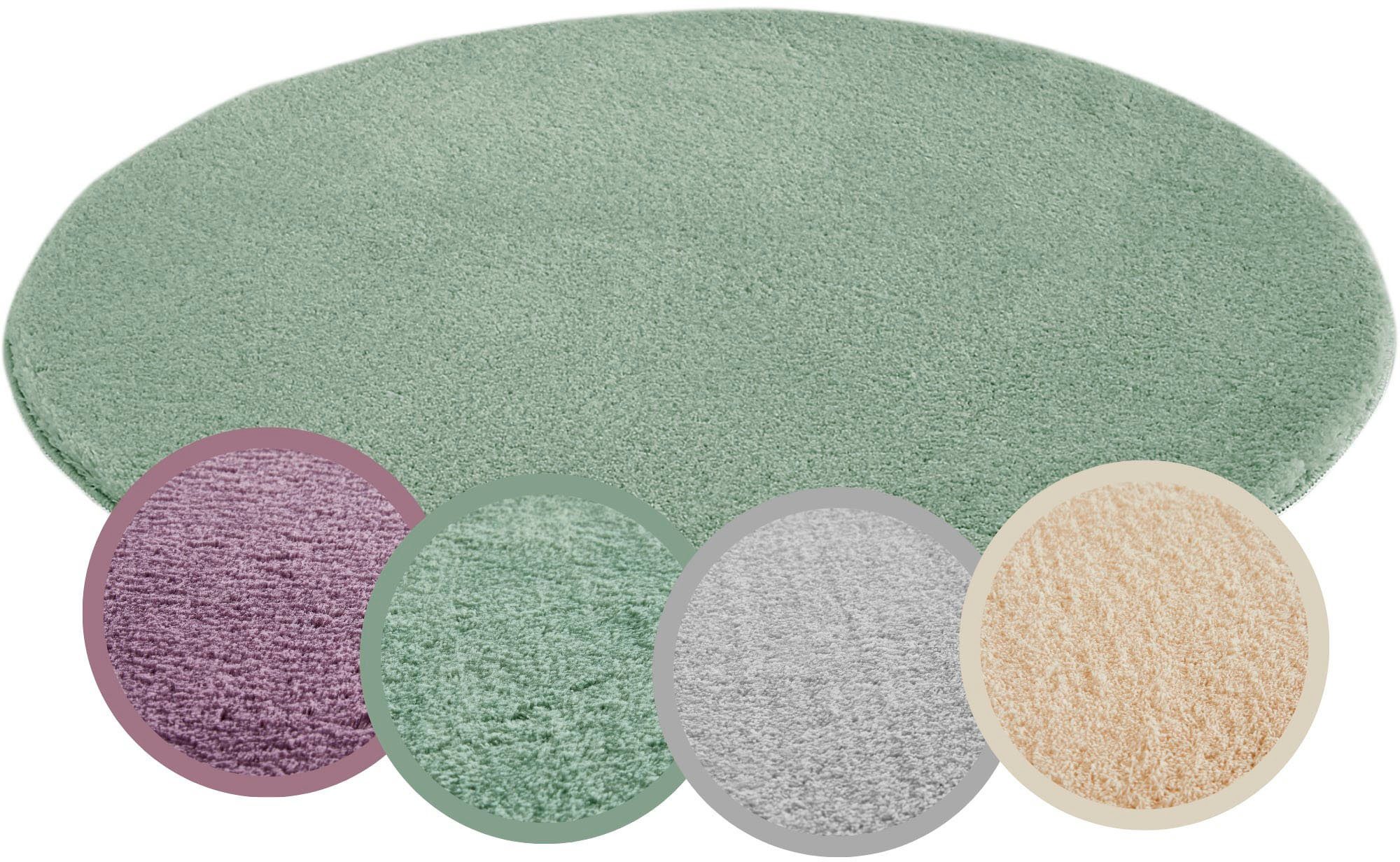 Andiamo Teppich Arezzo, rund, Höhe: 16 mm, Uni Farben, weicher Flor, waschbar, ideal im Wohnzimmer & Schlafzimmer