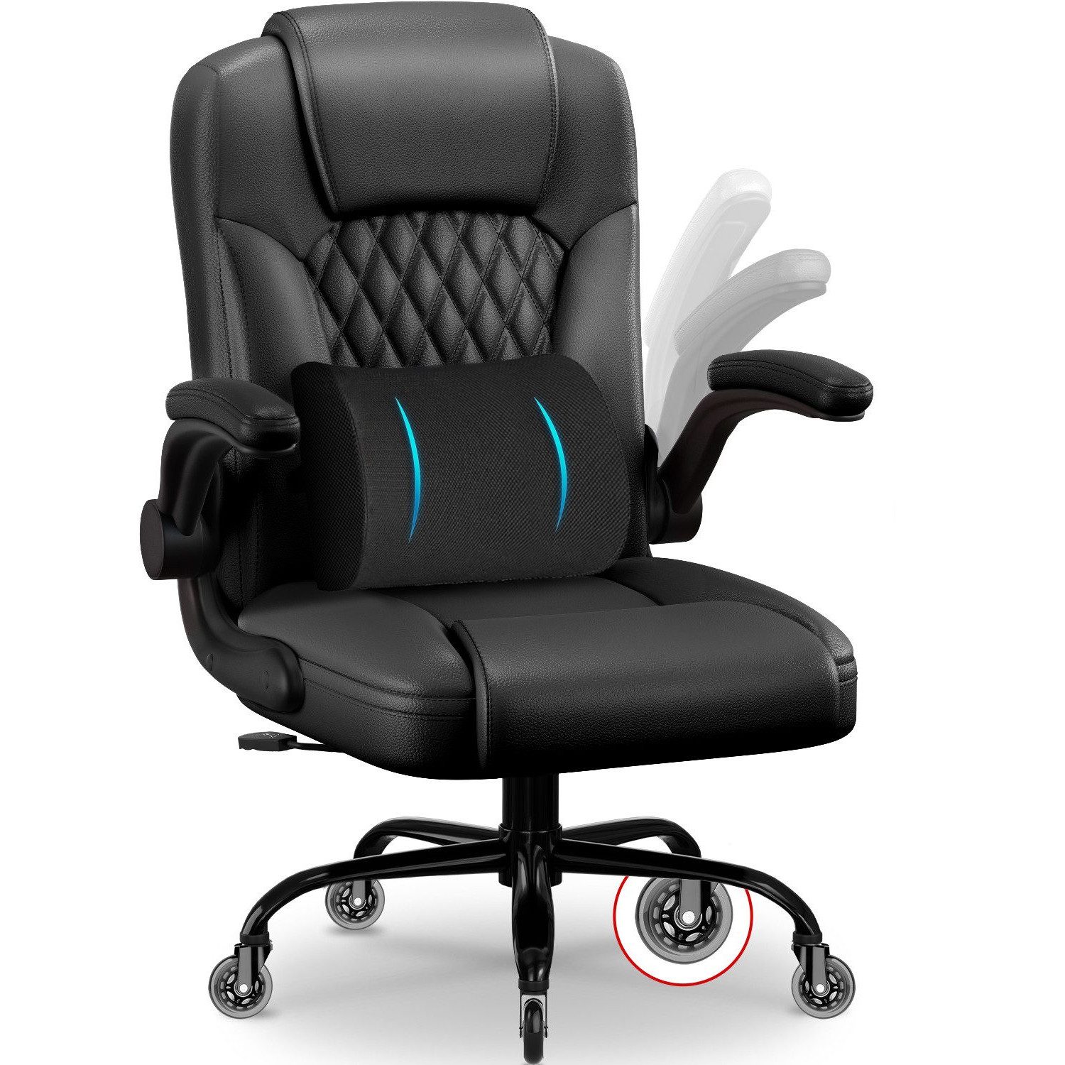 Homimaster Bürostuhl Ergonomisch, Kunstleder Schreibtischstuhl 90° günstig online kaufen