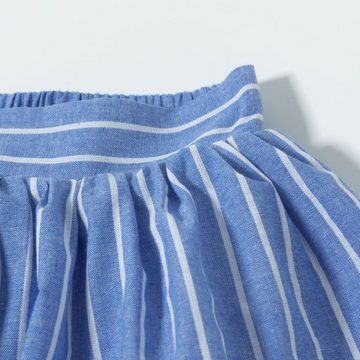 suebidou Midirock eleganter Baumwollrock für Mädchen gestreift ausgestellt blau gestreift
