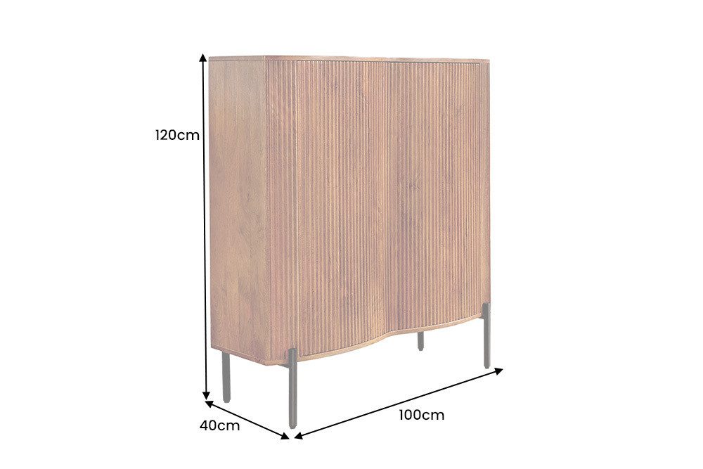 riess-ambiente Highboard GRANDEUR 120cm braun/schwarz - Mango-Massivholz, Metall, Push-to-open (Einzelartikel, 1 St), Lackierter Schrank im Retro-Design - ideal für Wohn- und Esszimmer