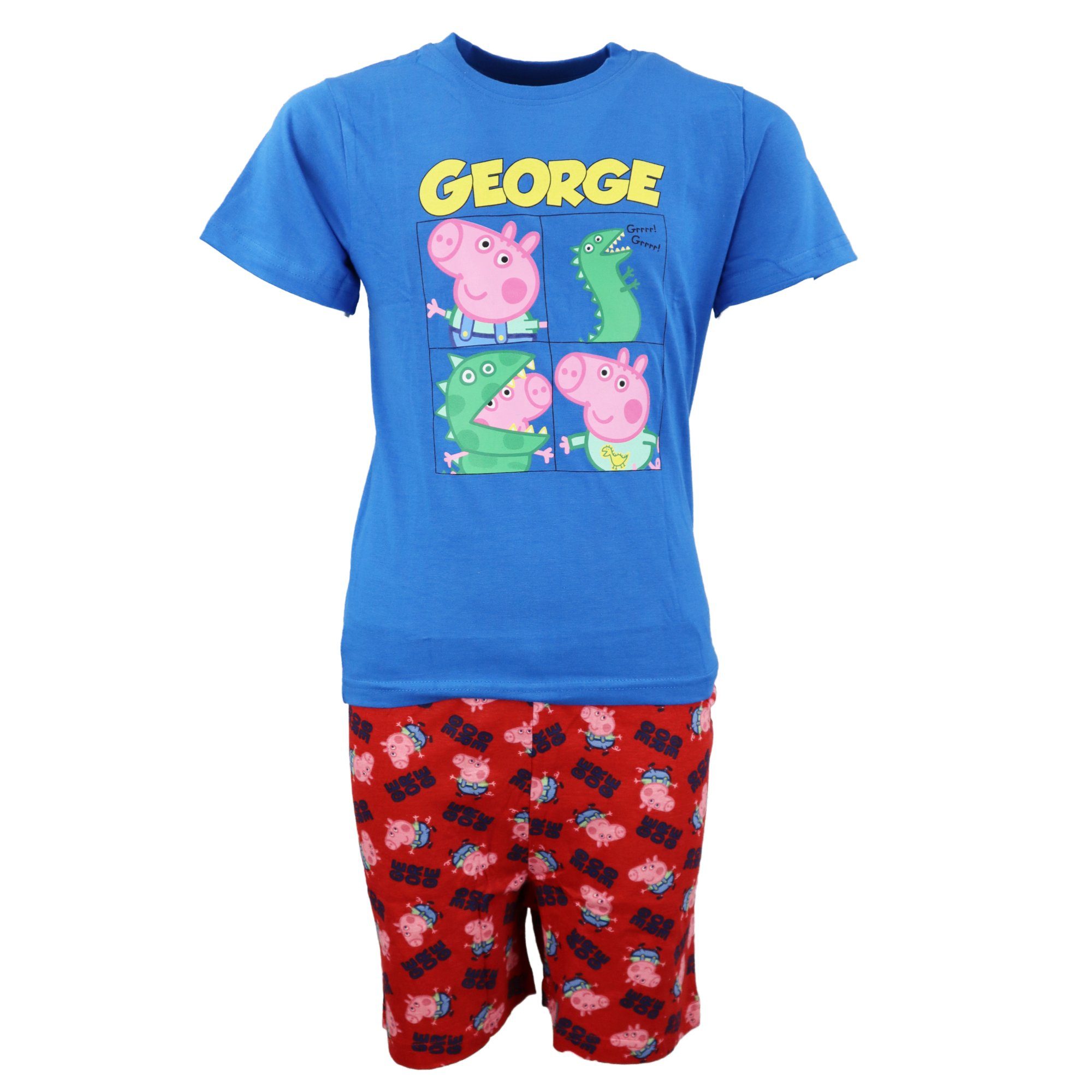 Peppa Pig Pyjama Peppa Wutz Pig George Kinder Jungen Schlafanzug Gr. 104 bis 134 Blau