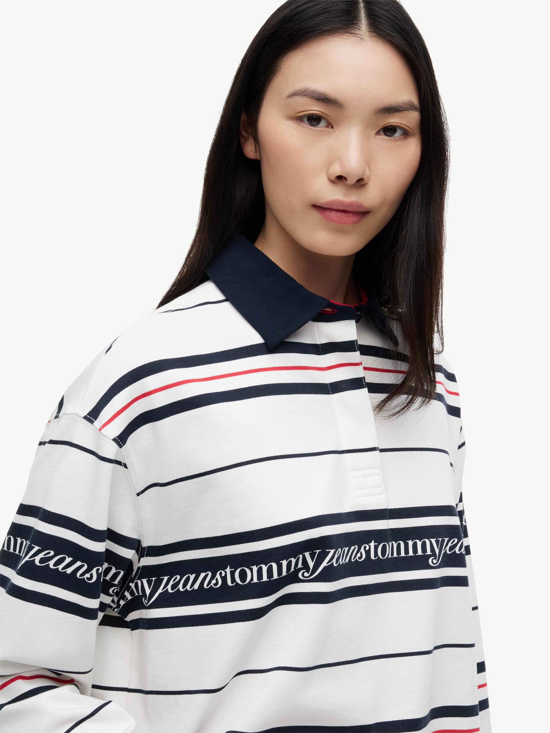 Tommy Jeans Sweatshirt TJW RLX SCRIPT RUGBY Baumwolle, relaxed fit, Polokragen
