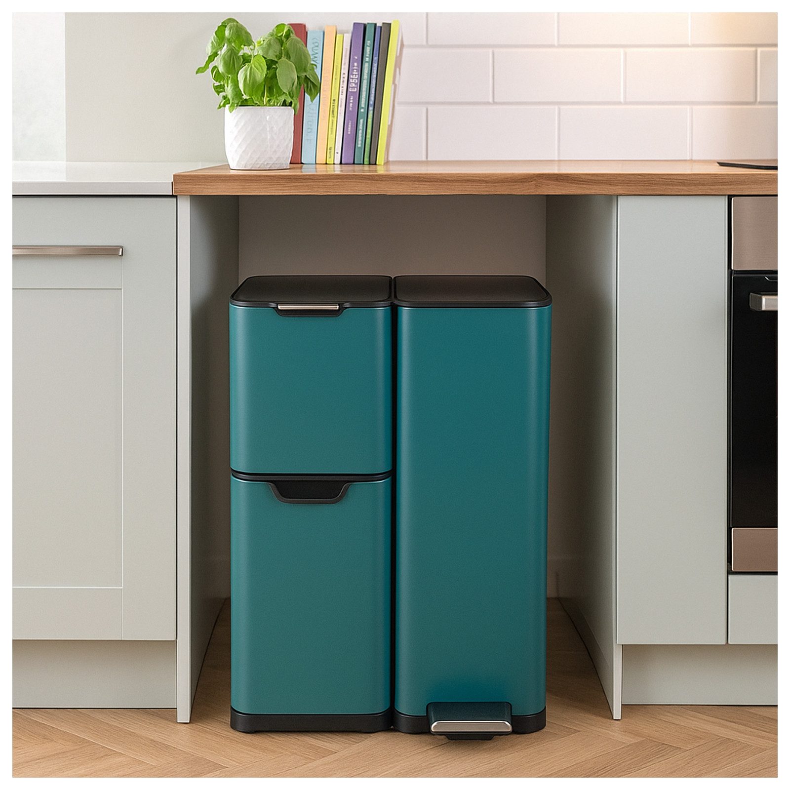 Mülleimer Mülleimer Edelstahl mit 3 Behältern