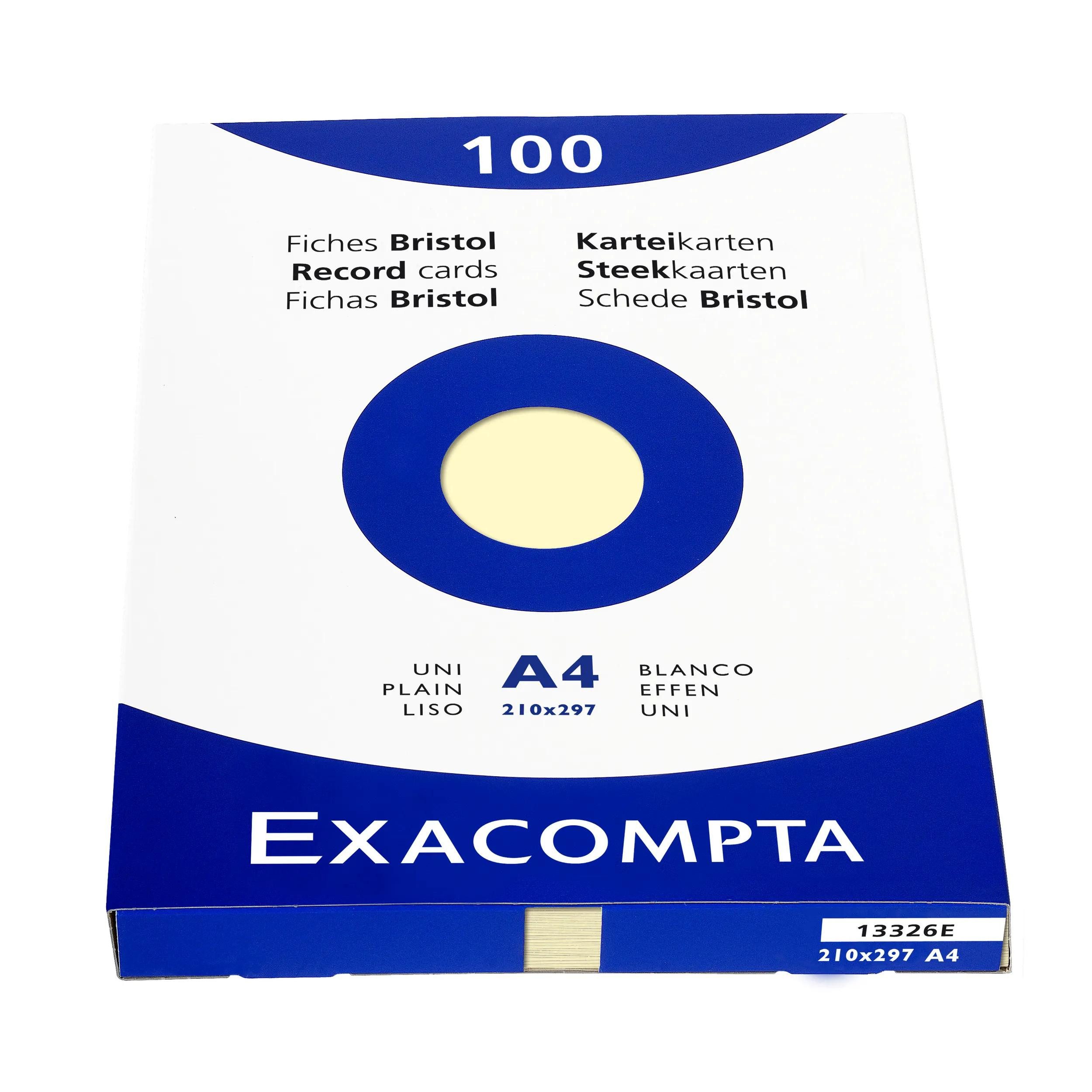 EXACOMPTA Karteikarten Karteikarten A4 blanko, Faltschachtel mit 100 Stück - Gelb - 13326E, Karteikarten blanko