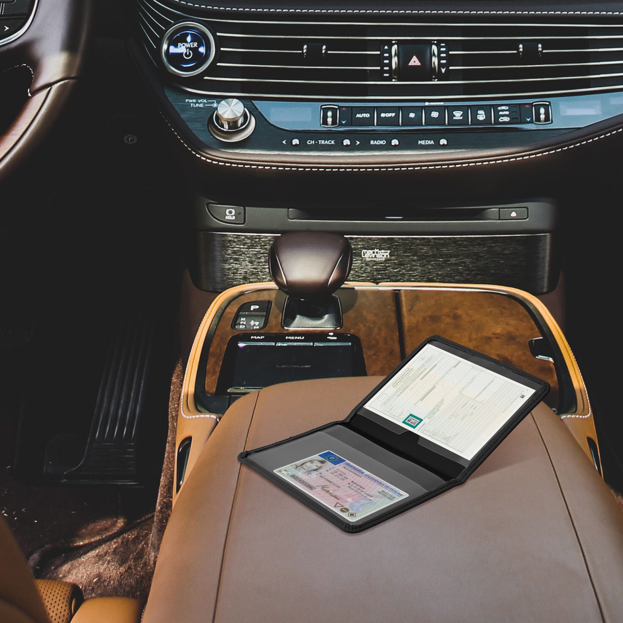 kwmobile Organizer Fahrzeugschein Hülle mit Kartenfächern (1 St), Neopren Etui Tasche für Auto Zulassungsbescheinigung Führerschein – Bild 5 von 5