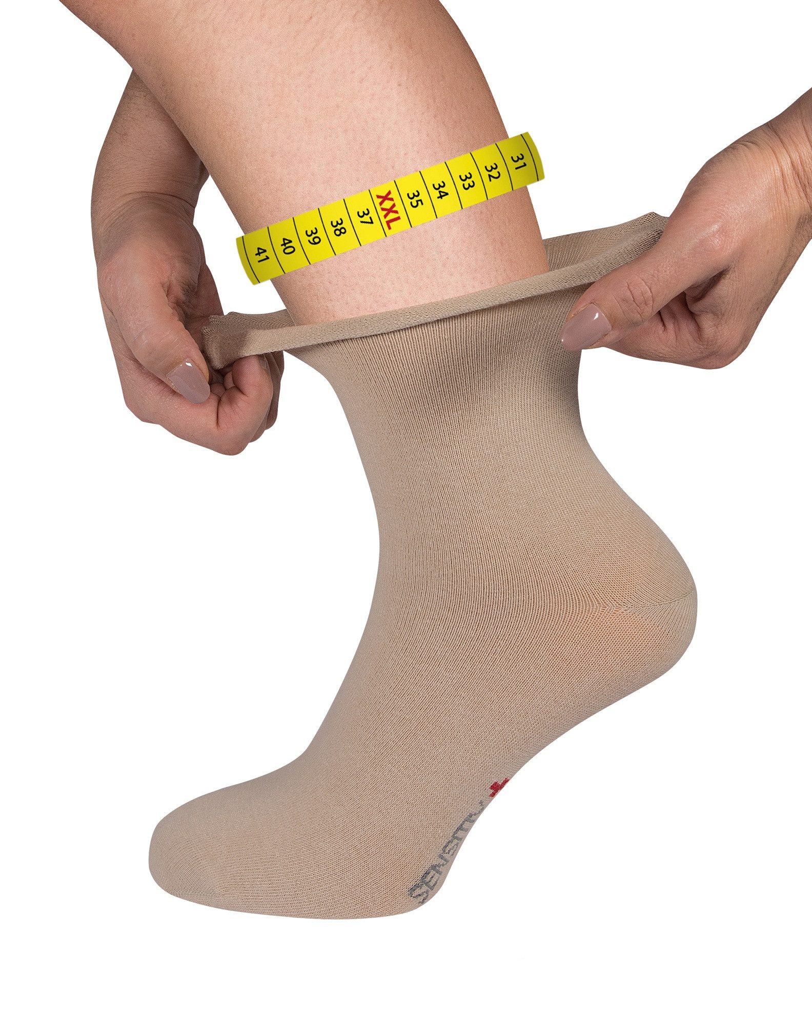Fußgut Funktionssocken Sensitiv Elegant Socken XXL, venenfreundlich, druckfreier Rollbund Antibakteriell+geruchshemmend, keine Druckstellen, Diabetiker geeignet