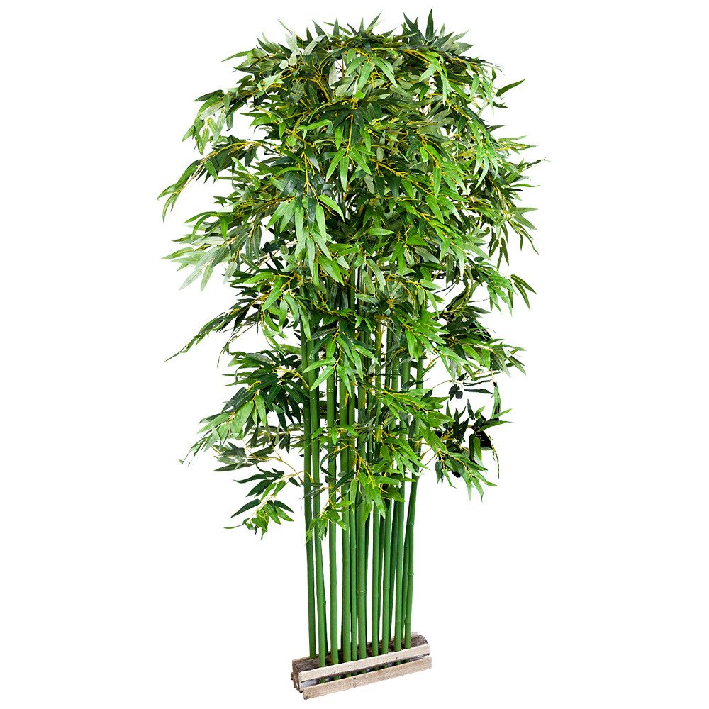 Kunstbambus Bambus Sichtschutz Element Stand Künstliche Pflanze mit Echtholz 200cm Bambus, Decovego, Höhe 200 cm