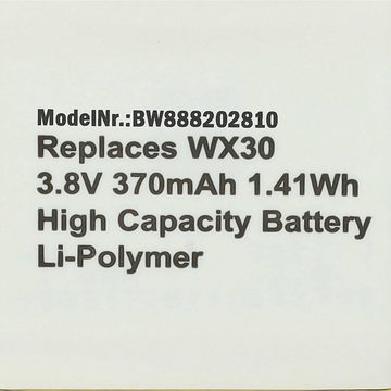 vhbw Ersatz für Motorola SNN5951A, SNN5950A, WX30 für Akku Li-Polymer 370 mAh (3,8 V)