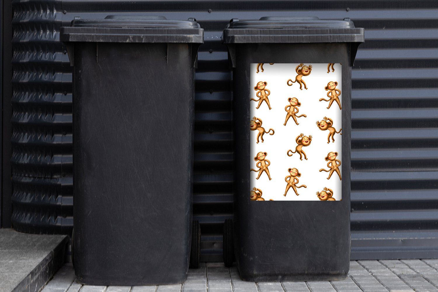 MuchoWow Wandsticker Affe - Container, Sticker, Mülleimer-aufkleber, St), (1 - Abfalbehälter Kinder Design Mülltonne