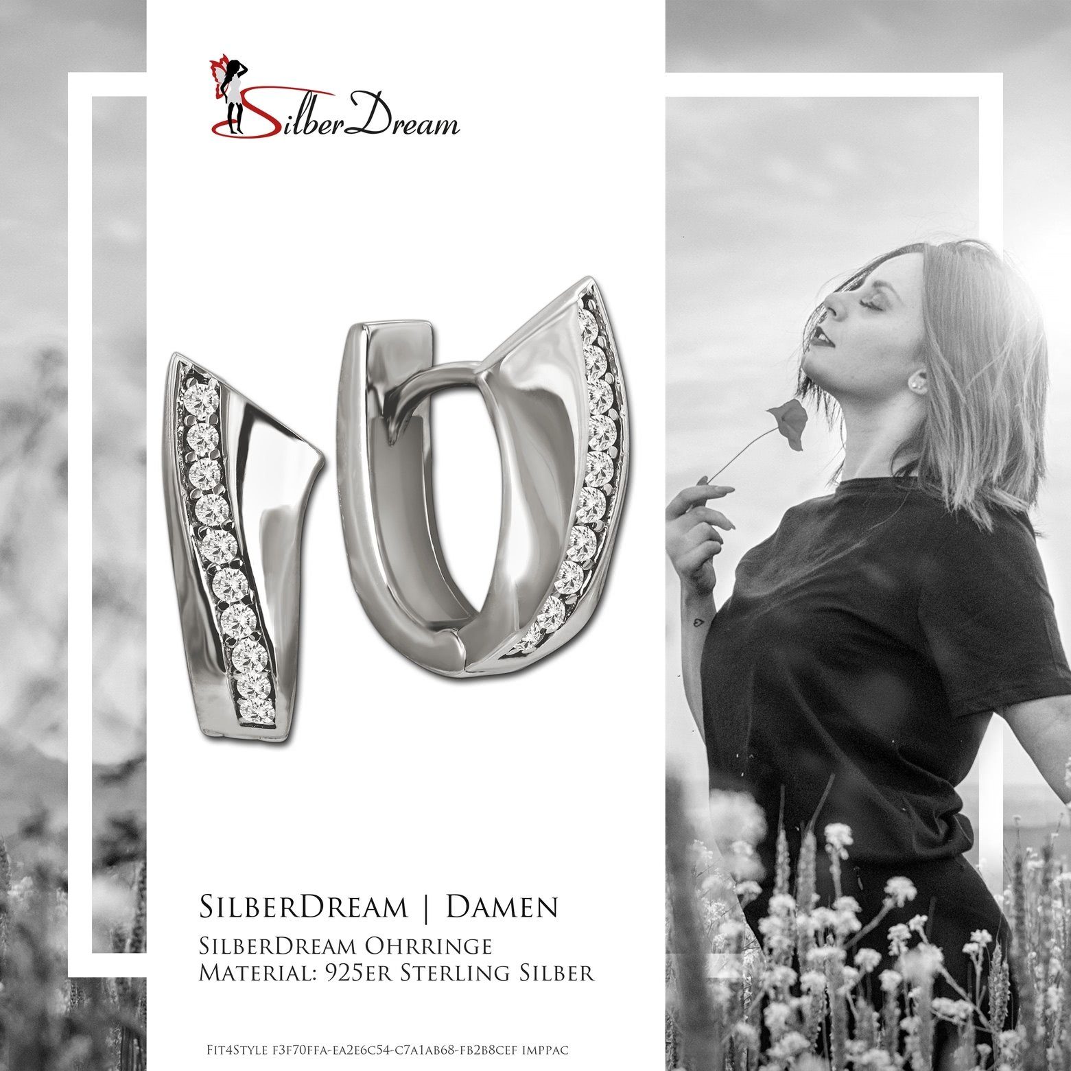 SilberDream Paar Creolen SilberDream weiß Swing Ohrringe Zirkonia (Creolen), Damen Creolen Swing aus 925 Sterling Silber, glanz, Farbe: silber, wei