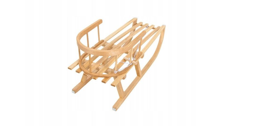 GOLDKIDS Rodel Holzschlitten Kinderschlitten aus Buchenholz (Rückenlehne inkl. Zugseil + Winterfußsack, Schlittensack Fußsack mit), Reißverschluss 40/110 cm Schlitten Metallkufen