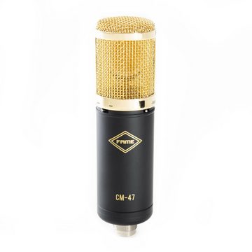 Fame Audio Mikrofon (Studio CM-47 Großmembran Kondensatormikrofon, Gold, Nierencharakteristik, 20-20.000Hz Frequenzbereich, 135dB SPL, 15.84mV/Pa Empfindlichkeit, XLR Anschluss, inklusive Zubehör, geeignet für Gesang, Heimgebrauch), Großmembran Kondensatormikrofon, Nierencharakteristik, Studioqualität