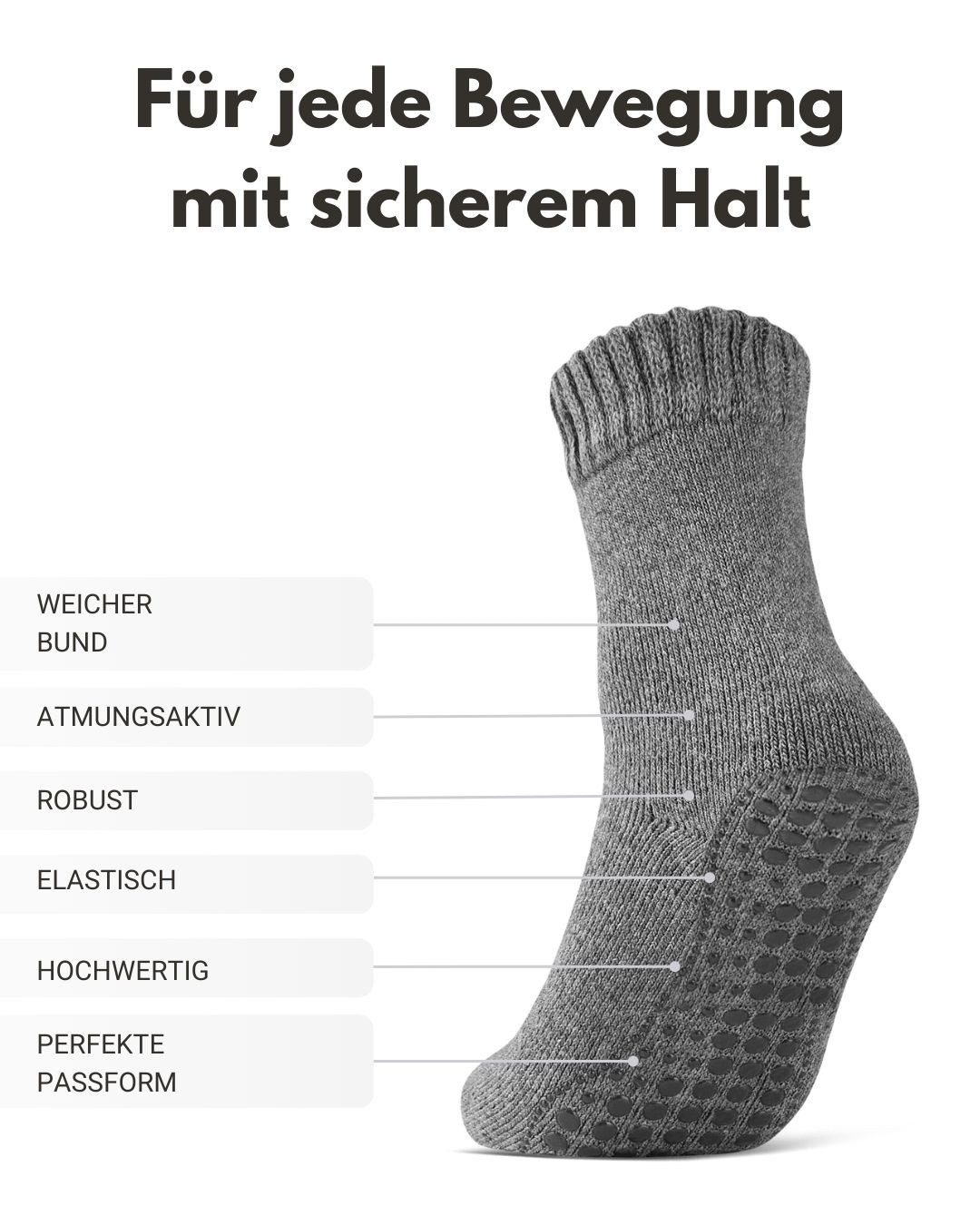 sockenkauf24 ABS-Socken Antirutschsocken warme Stoppersocken mit Wolle Vollfrottee (Farbmix, 6-Paar, 47-50) mit Komfortbund für Damen & Herren - 21463