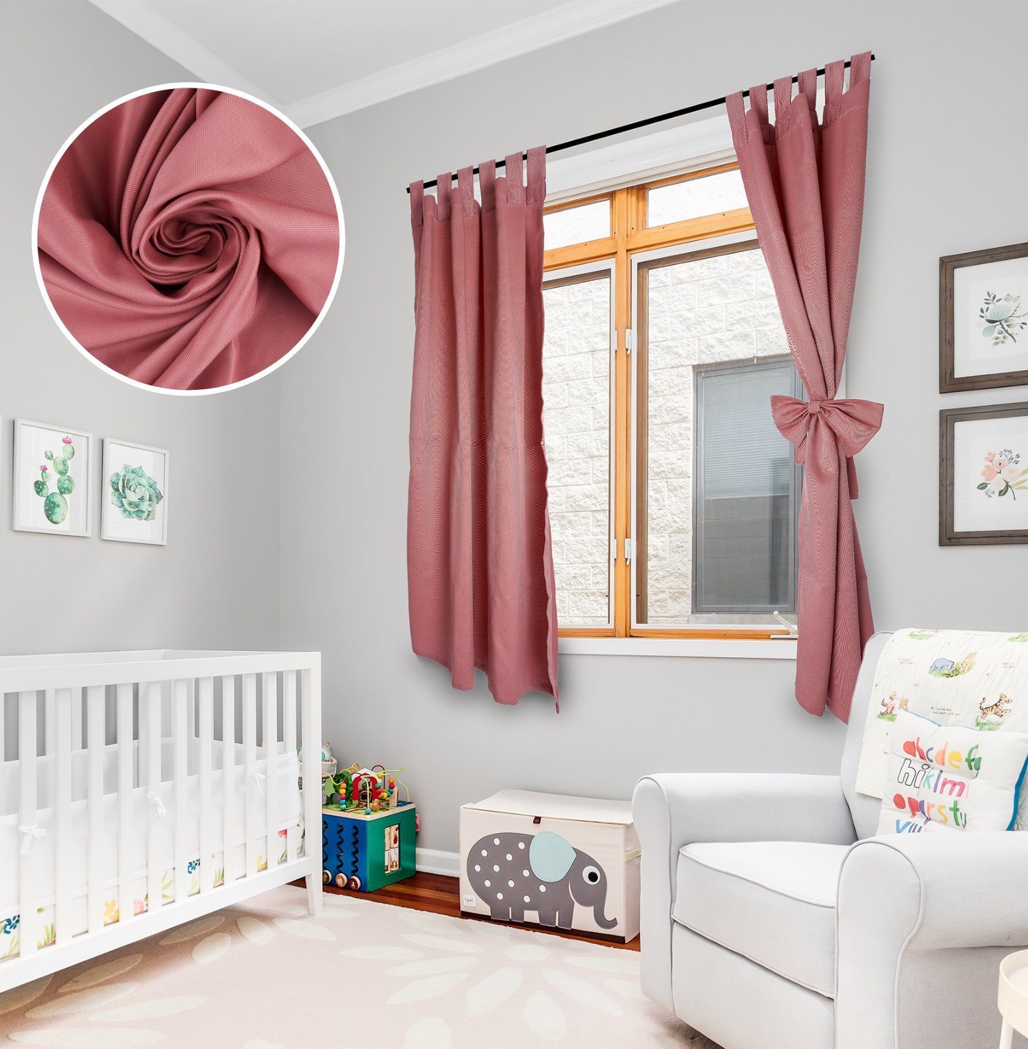 Vorhang Alice, Alavya Home®, Schlaufen (2 St), Vorhänge 100 x 150 cm Kurz 2er-Set für Kinderzimmer Wohnzimmer Rosa