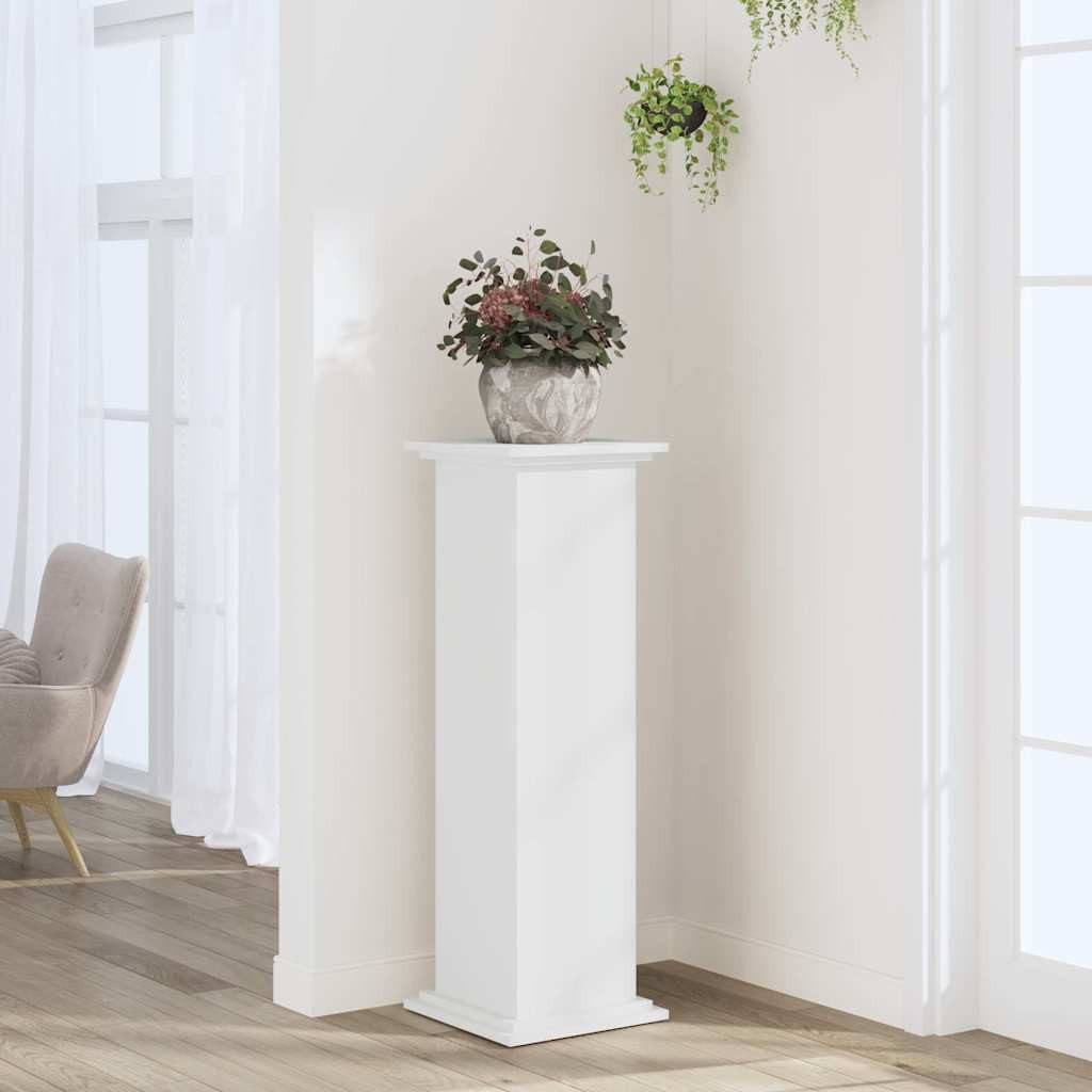 furnicato Blumenständer Pflanzenständer Massivholz 33x33x100 cm Weiß