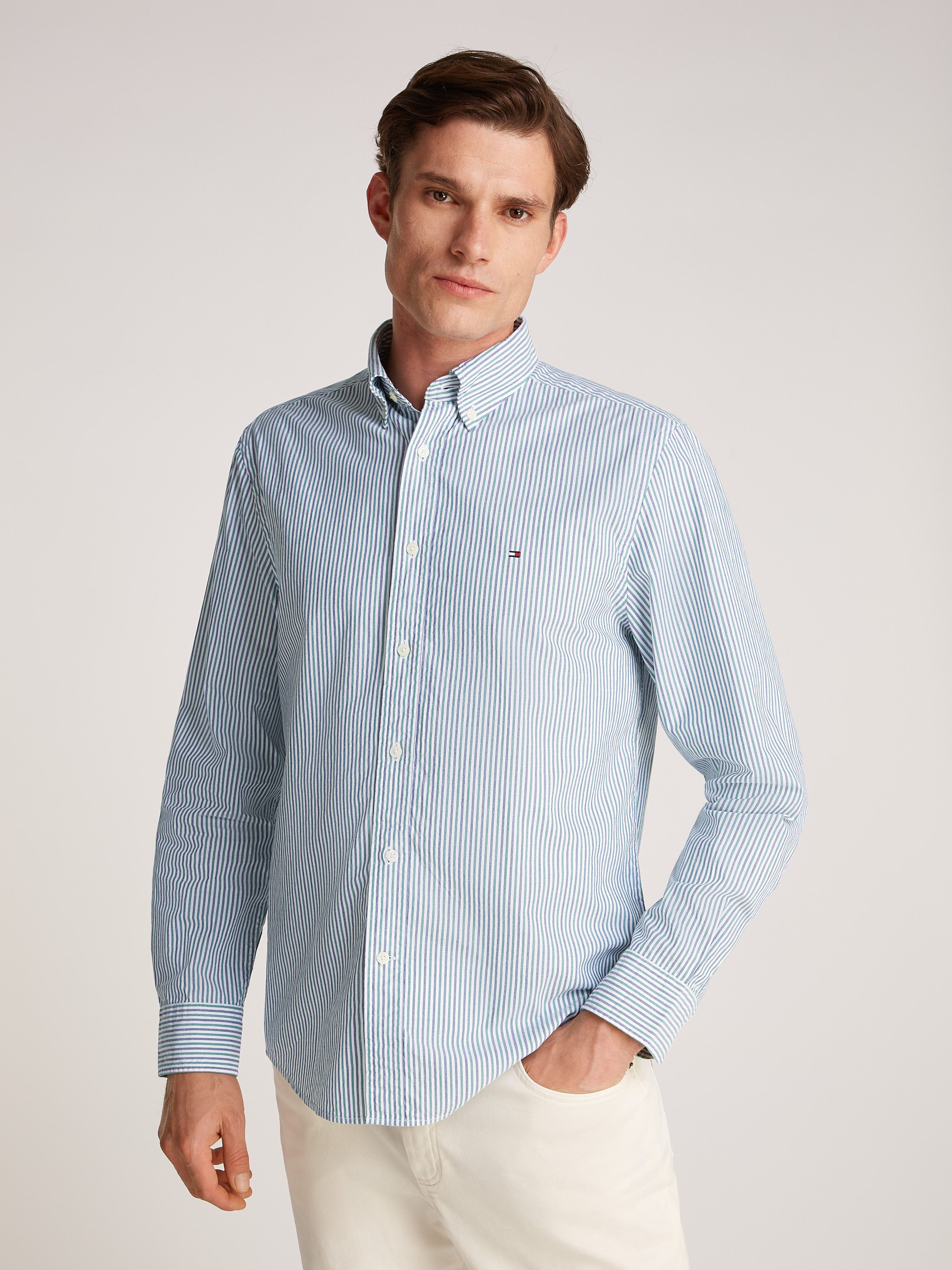 Tommy Hilfiger Langarmhemd FLEX POPLIN CLASSIC STP RF SHIRT mit Sreifenmust günstig online kaufen