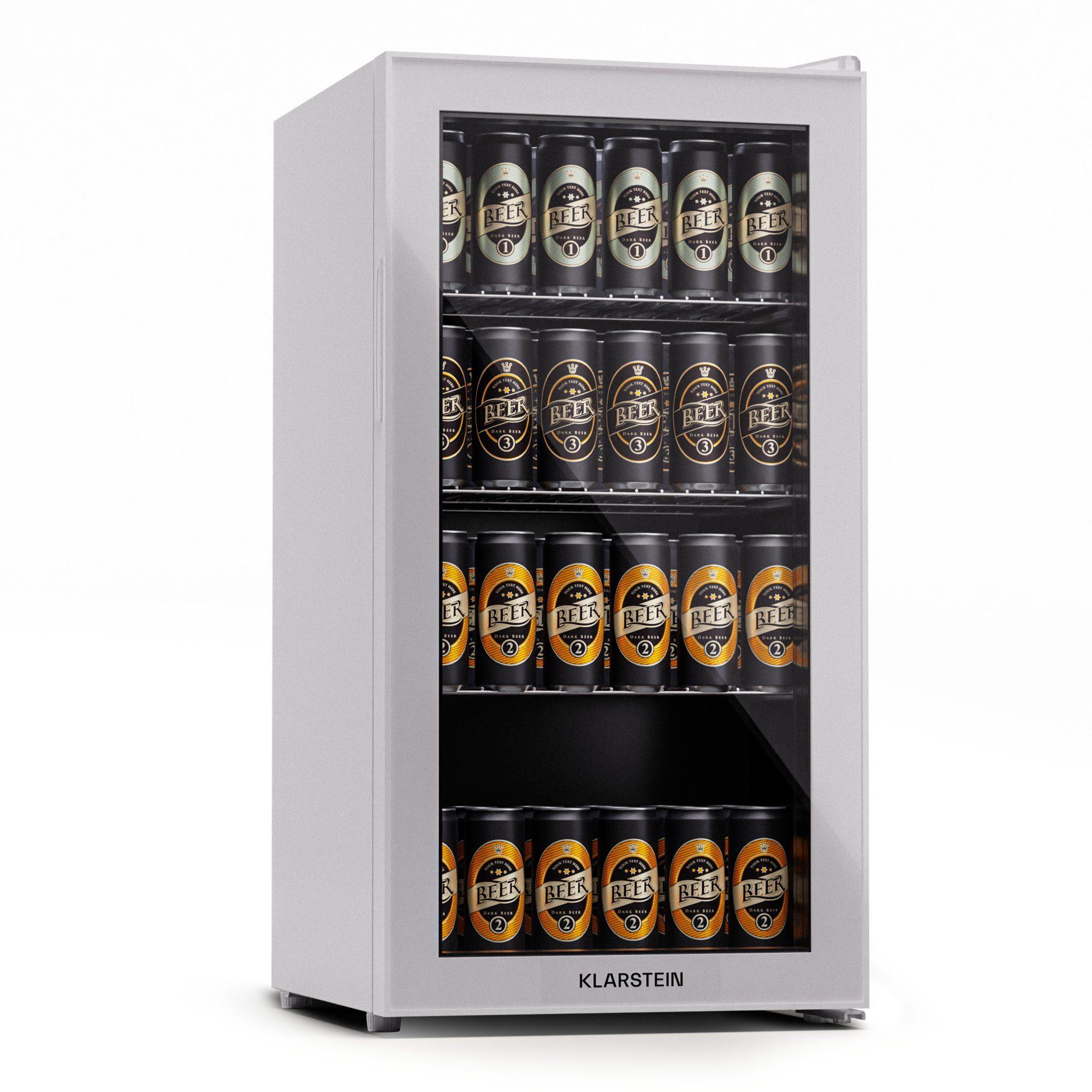 Klarstein Getränkekühlschrank HEA-Bersafe-74-wh 10045533A, 84 Bier Flaschenkühlschrank 43 cm Getränkekühlschrank Glastür breit, cm Hausbar Quartz hoch