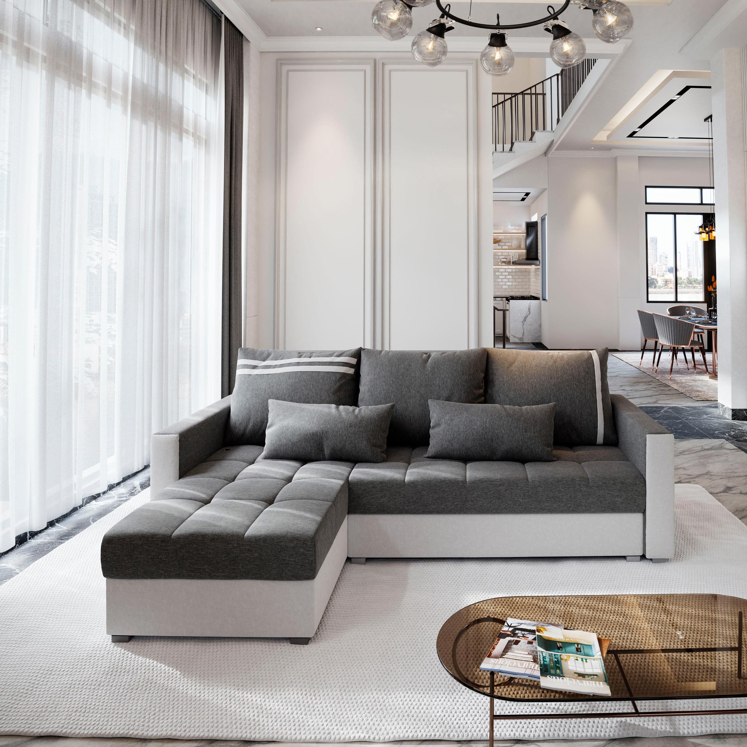 Masseno Ecksofa KOS PIK mit Schlaffunktion L-Form, Sofa mit Bettkasten günstig online kaufen