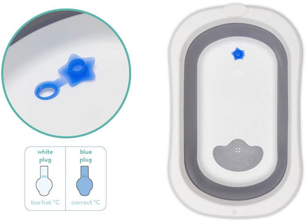 Fillikid Babybadewanne Faltbadewanne Orka, grau-weiß, inkl. Ablaufstöpsel – Bild 4 von 5