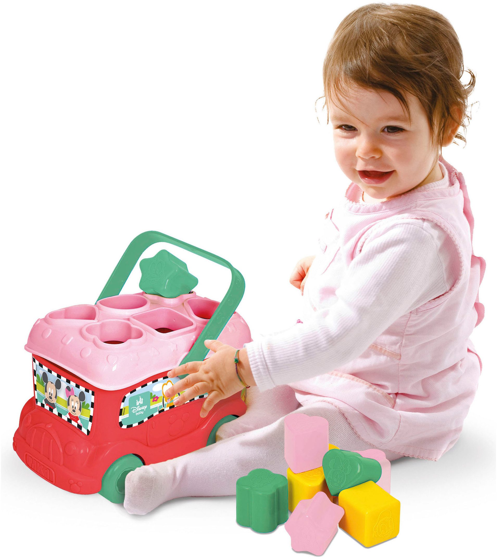 Clementoni® Steckspielzeug Baby Clementoni, Disney Baby Minnie Sortierbus, (10-tlg), Made in Europe