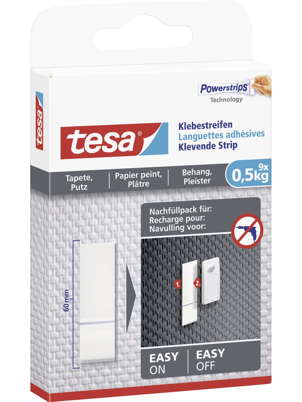 tesa Klebepad tesa Klebestreifen Traglast 500 g, 9 Stück