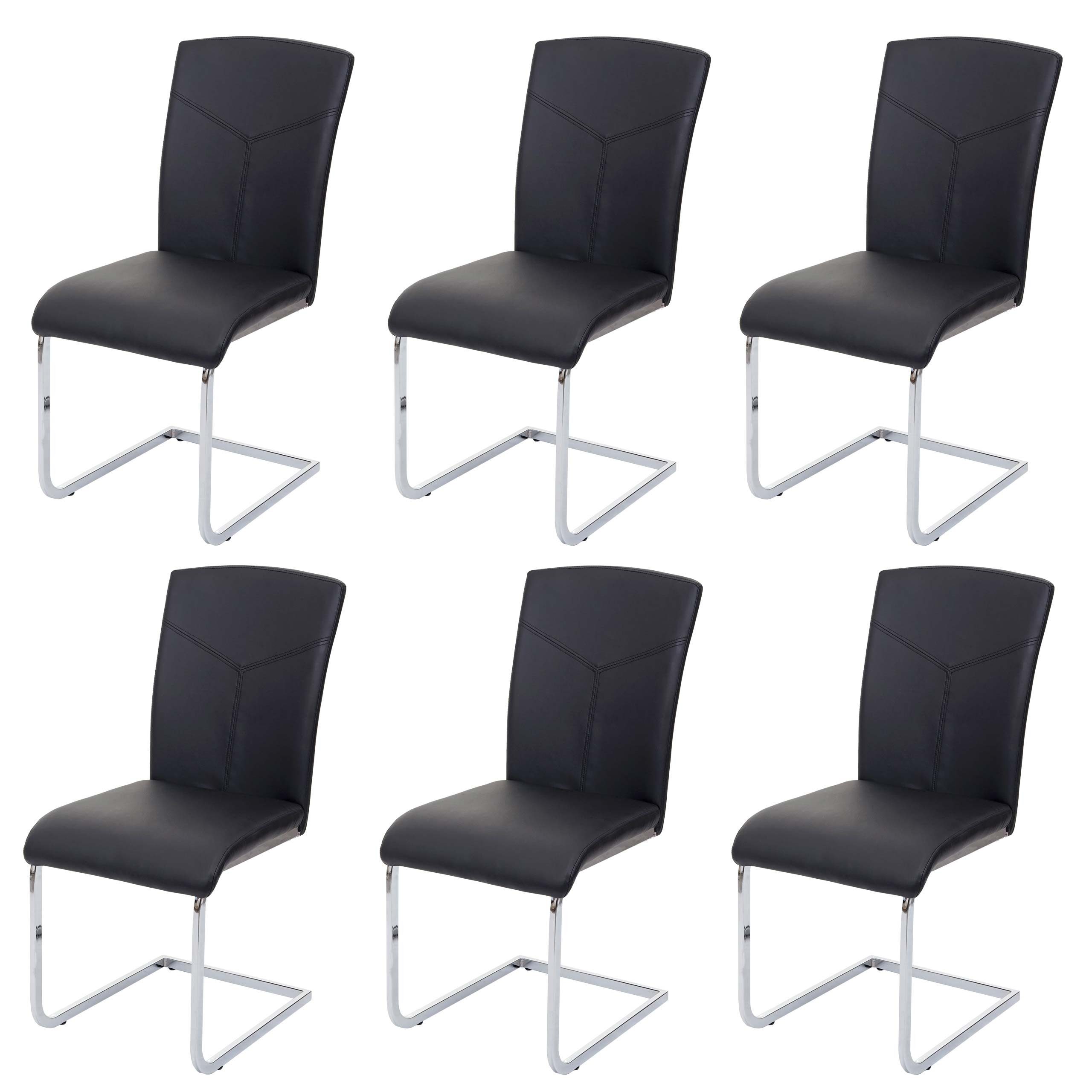 MCW Esszimmerstuhl MCW-F36-6 (Set, 6 St), 6er-Set, Inklusive Fußbodenschoner, Abgerundete Sitzfläche schwarz | schwarz