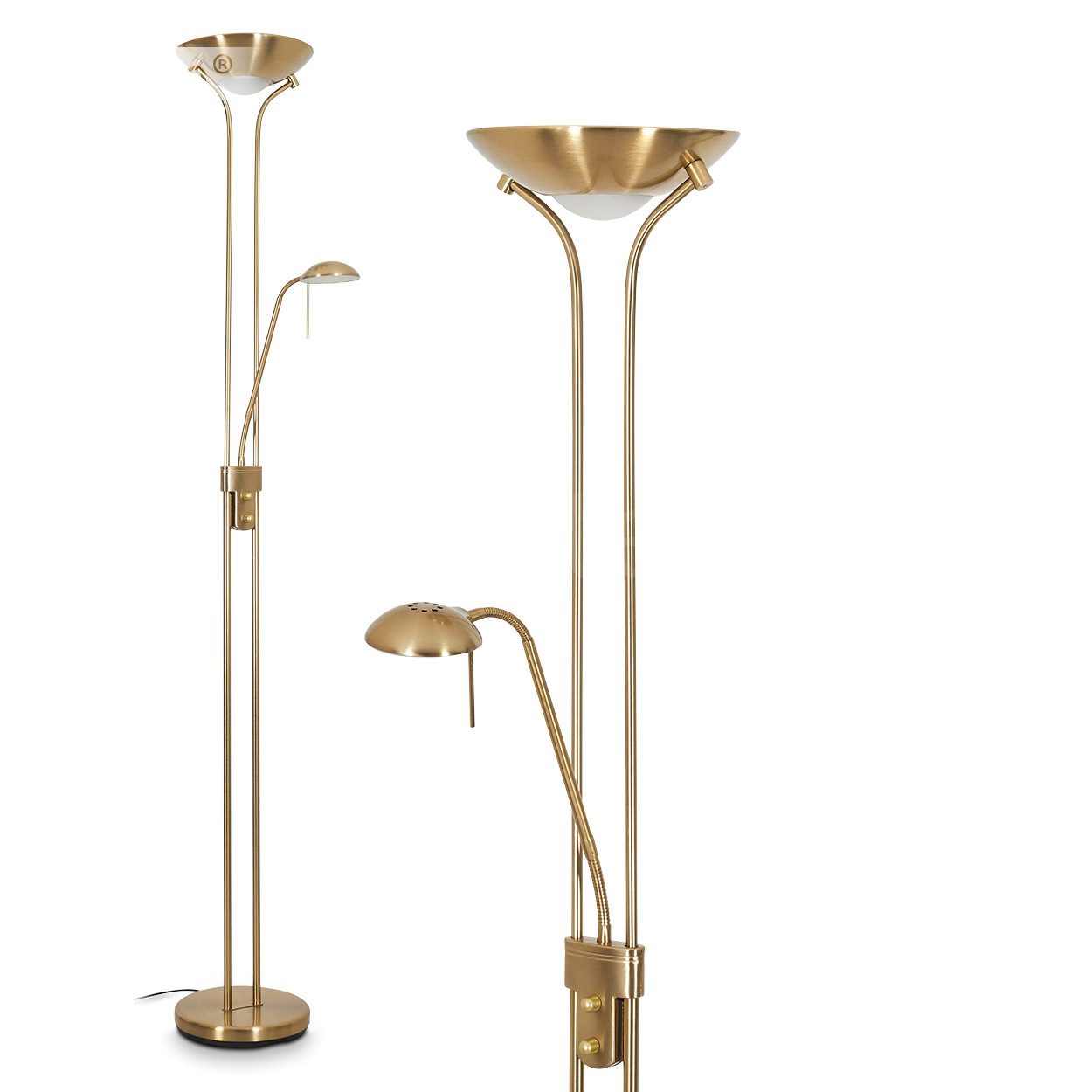 hofstein Deckenfluter »Roppa« dimmbare Stehleuchte aus Metall in Altmessing günstig online kaufen