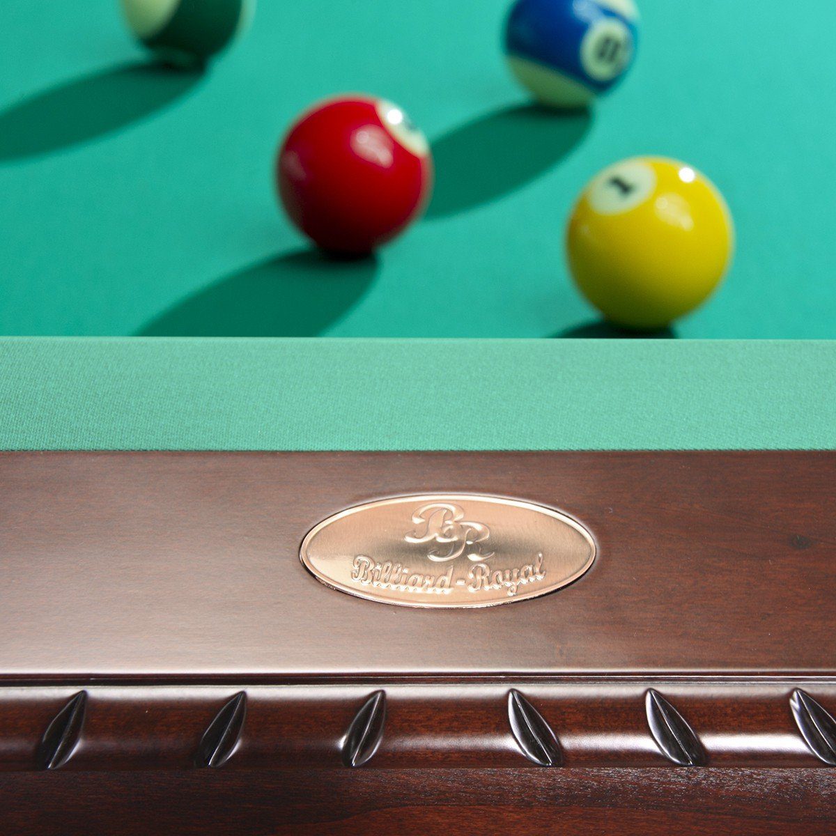 Billiard-Royal Billardtisch Apollo 9 ft., (Hochwertige und massive Ausführung in beliebter Billiard-Royal® Qualität), 3-tig Naturschieferplatte, Echtleder Auffangtaschen, Bandengummi K55