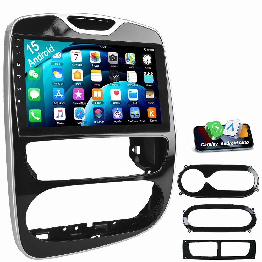 ESSGOO Für Renault Clio 4 2013-2018 Android 15 Autoradio Autoradio (Digitalradio (DAB), FM, Apple Carplay Android Auto GPS Navi WIFI BT SWC)