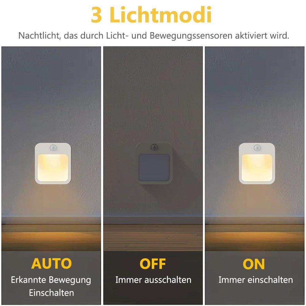 Schlafzimmer Bewegungsmelder, Flur Kinderzimmer, dimmbar, Deko für Steckdosenleuchte Küche Rosnek LED Plug-in, Treppenhaus