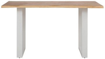 loft24 Esstisch Mangani, Tischplatte aus Akazie in Baumkanten Look, Kufengestell aus Metall